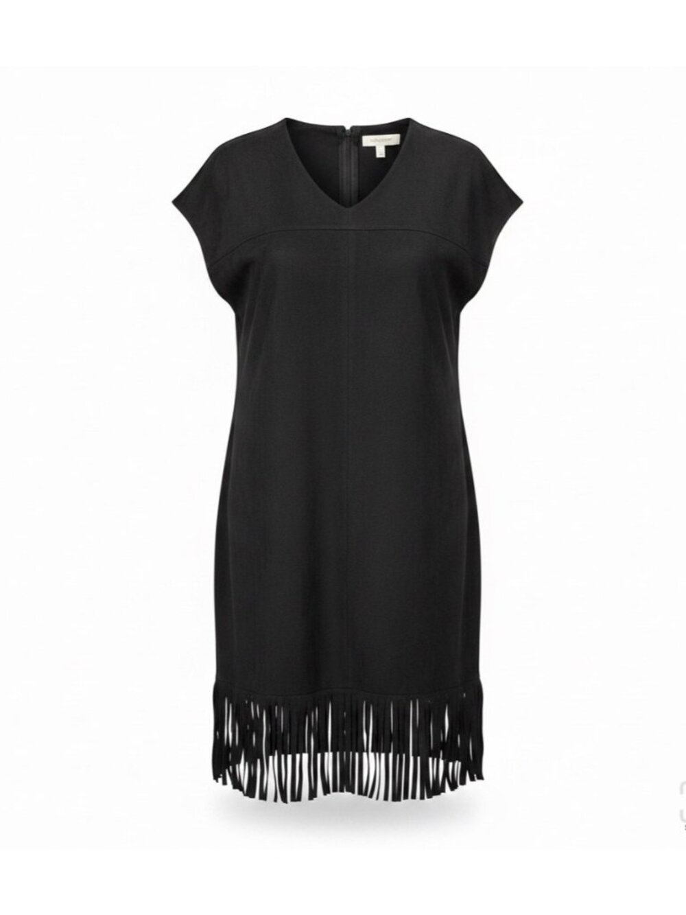 Chicos Womens Black Tassel-Trim Sleeveless Shift Dress Size 2